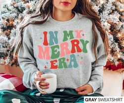 Retro Christmas Sweatshirt, Women Christmas Shirt Funny, Merry and Bright Christmas Gifts for Women, Holiday Sweater Plu