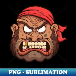 Angry Cartoon Pirate Face - PNG Transparent Sublimation Design - Perfect for Sublimation Mastery