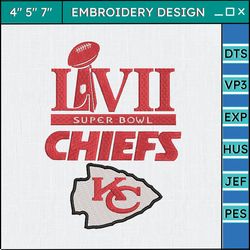 NFL Super Bowl LVII Kansas City Chief Embroidery Design, NFL Football Logo Embroidery Design, Famous Football Team Embroidery Design, Football Embroidery Design, Pes, Dst, Jef, Files