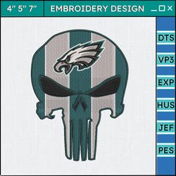 NFL Philadelphia Eagles Skull Embroidery Design, NFL Football Logo Embroidery Design, Famous Football Team Embroidery Design, Football Embroidery Design, Pes, Dst, Jef, Files