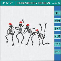 Dancing Skeleton Embroidery Designs, Christmas Embroidery Designs, Merry Xmas Embroidery Designs, Skeleton Xmas Embroidery
