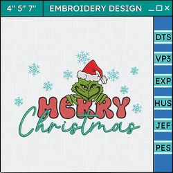 Christmas 2023 Embroidery Machine Design, Green Monster Merry Christmas  Happy Christmas Embroidery Design, Christmas 2023 Embroidery Design For Shirt, Movie Christmas