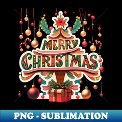 A christmas tree that says Merry Christmas in the style of playful and colorful depictions - Decorative Sublimation PNG File - Capture Imagination with Every Detail