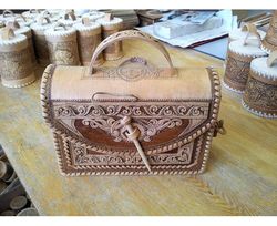 BIRCH BARK RECTANGULAR HANDBAG FOR WOMEN Handbag made of birch bark. Summer handbag. Shoulder bag