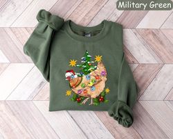 Christmas Chicken Sweatshirt, Christmas Farm Sweatshirt, Chicken Christmas Shirt, Christmas Crewneck, Holiday Sweater, F
