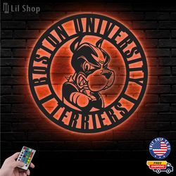 Boston University Terriers Metal Sign, NCAA Logo Metal Led Wall Sign, NCAA Wall decor, LED Metal Wall Art