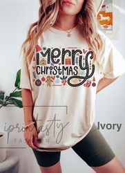 Trendy Christmas t-shirt, retro Merry t-shirt, Christmas tee, holiday apparel, iprintasty Christmas shirt, Holiday appar