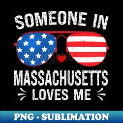 Someone in Massachusetts Loves Me Travel Cool State American Flag Sunglasses - PNG Transparent Digital Download File for Sublimation - Unlock Vibrant Sublimation Designs