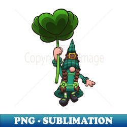 Female Leprechaun Gnome Flying With Clover Leaf - PNG Transparent Sublimation Design - Perfect for Sublimation Mastery