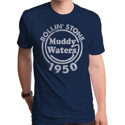 Muddy Waters &8211 Rollin Stone 1950 | Navy S/S Adult T-Shirt