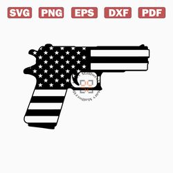 Gun Svg, Pistol Svg, American Flag, USA Flag, Weapon, Shooting, Hunting, Veteran. Vector Cut file Cricut, Silhouette