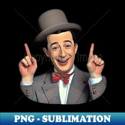 pee wee herman with big hat and suit - exclusive png sublimation download - perfect for personalization