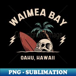 Vintage Surfing Waimea Bay Oahu Hawaii  Retro Surf Skull - Instant Sublimation Digital Download - Enhance Your Apparel with Stunning Detail