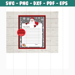 Santa Letter, Printable Letter To Santa, Instant Printable Letter To Santa From Child, Instant PNG Digital Download