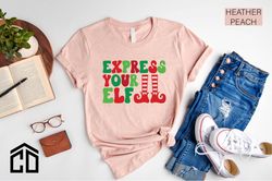 Express Your-Elf Christmas Toddler & Kids Youth T-Shirt, Cute Holiday Outfit Matching Group Family Shirts for Children,