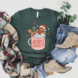 Gingerbread Christmas Shirt, Graphic Christmas Tee, Retro Christmas Shirt, Cute Women's Holiday Shirt, Funny Holiday Shi