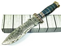 custom handmade Damascus steel hunting bowie knife hardwood & brass guard handle gift for him groomsmen gift wedding ann