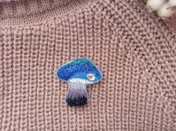 Mushroom brooch, psychedelic mushroom brooch, witch brooch, Handmade brooch, Embroidered brooch