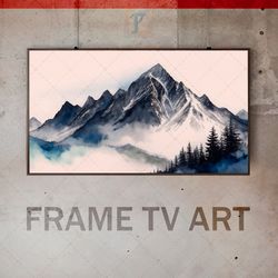 Samsung Frame TV Art Digital Download, Frame TV Art modern interior watercolor painting, mountains delicate colors