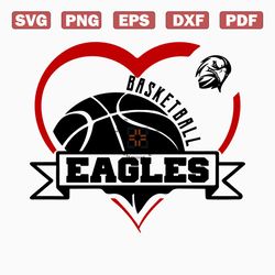Eagles Basketball Heart Design png, eps, ai, dxf, png, pdf, jpg and svg files for cricut,svg for shirts,sublimation png