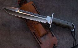 CUSTOM HANDMADE D2 STEEL FULL TANG HUNTING BOWIE KNIFE W/EASY KNIFE CARRY SHEATH