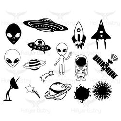 Space SVG Alien Cutting File for Cricutvectorsilhouette for