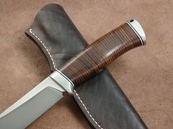 Handmade knife, leather handle, hunting knife, bushcraft knife, stainless steel knife, gift for men, hand made knife, ha
