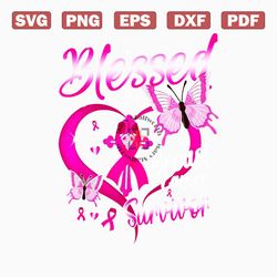 Blessed To Be Called Breast Cancer Survivor Png, Pink Butterfly Breast Cancer Awareness Png, Pink Cancer Warrior Png, Pu