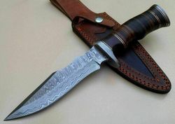 Custom Hand Forged Damascus Steel Hunting Knife Grooming Knife With Leather Sheath, Best Gift For Father/ Christmas Gift