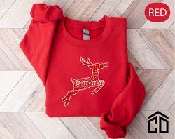 Christmas Reindeer Tshirt, Xmas Gifts, Reindeer Crew Shirt, Christmas Deer Tee, Rudolph Xmas Party Outfits, Reindeer Lov