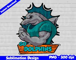Dolphins Png, Football mascot comics style, go dolphins t-shirt design PNG for sublimation, sport mascot design