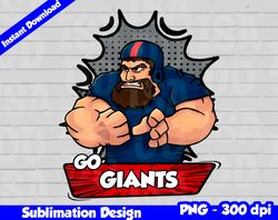 Giants Png, Football mascot comics style, go giants t-shirt design PNG for sublimation, sport mascot design