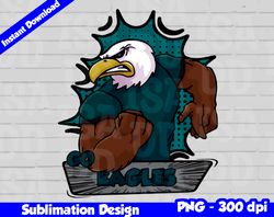 Eagles Png, Football mascot comics style, go eagles t-shirt design PNG for sublimation, sport mascot design