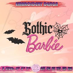 Gothic Barbie Embroidery Design, Spooky Barbie Embroidery, Barbie Halloween Embroidery, Machine Embroidery Designs, Instant Download