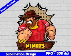 49ers Png, Football mascot comics style, go niners t-shirt design PNG for sublimation, sport mascot design