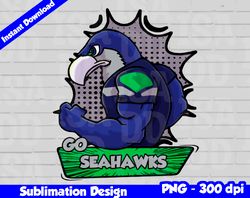 Seahawks Png, Football mascot comics style, go seahawks t-shirt design PNG for sublimation, sport mascot design