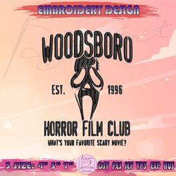 Woodsboro Embroidery Design, Horror Film Club Embroidery, Ghostface Embroidery, Halloween Embroidery, Machine Embroidery Designs