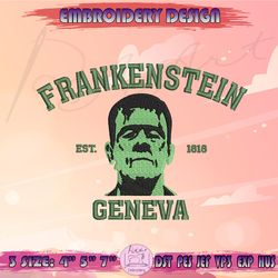 Frankenstein Geneva Embroidery Design, Horror Movie Killer Embroidery, Horror Character, Halloween Embroidery, Machine Embroidery Designs
