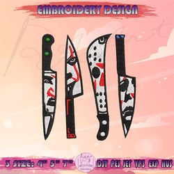 Horror Knives Embroidery Designs, Horror Movie Embroidery, Horror Characters Embroidery, Halloween Embroidery, Machine Embroidery Designs