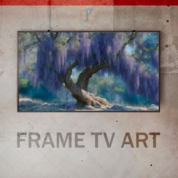 Samsung Frame TV Art Digital Download, Frame TV Art modern interior art, blooming wisteria tree, Frame TV romantic art