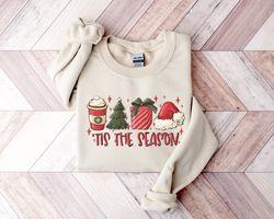 Tis the Season Christmas Sweatshirt, Christmas Coffee Shirt, Funny Christmas Crewneck Festive Holiday Tshirt  Christmas
