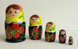 Matryoshka Nesting Doll with Strawberries and crystals wooden Russian folk art, from the master Hand-made souvenir