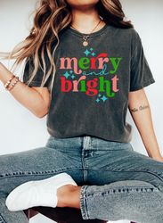Merry and Bright Christmas Shirt Women, Vintage Christmas Shirts, Christmas Sweater, Christmas Gifts for Women Holiday S