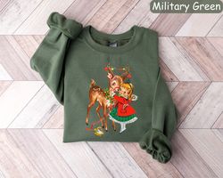 Retro Christmas Sweatshirt, Womens Christmas Shirt, Reindeer Shirt, Vintage Reindeer Christmas Sweatshirt, Christmas Cre