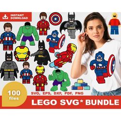 100 Files Lego SVG Bundle, Lego PNG, Lego Logo, Lego Clipart, Lego Symbol, Lego Cricut, Ninjago SVG, Lego Head SVG