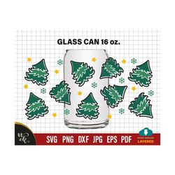 Christmas tree can glass wrap svg, Christmas Can Glass Wrap Svg, Xmas 16oz Glass Beer Can Cut Files svg for Cricut, Silhouette Cameo.