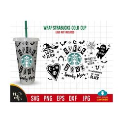 Spell Book SVG spooky mom wrap for Cold cup Cold cup, Book Of Spells Hocus Pocus svg for Cricut. 24oz Venti Cold Cup.