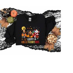 Happy Hallothanksmas Shirt, Halloween Sweatshirt, Christmas Shirt, Christmas Gift, Halloween Sweater, Thanksgiving Shirt