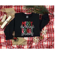 Merry Librarian Bright Student Shirt, Librarian Christmas Gift, Christmas Librarian Sweater, Christmas Reading Shirt, Ch