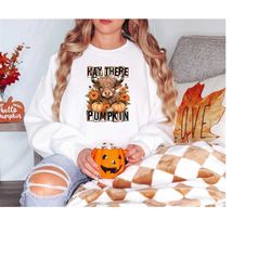 Hey There Pumpkin Shirt, Cute Cow Shirt, Thanksgiving Cow Shirt, Thanksgiving Pumpkin Shirt, Fall Lover Shirt, Floral Co